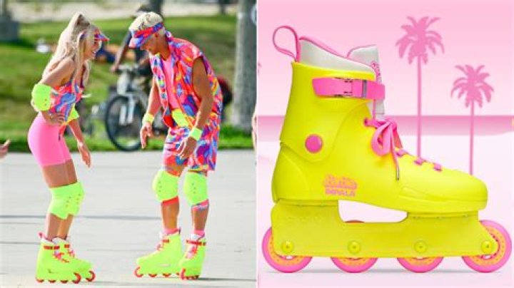 Margot Robbie and Ryan Gosling Channel '80s Neon Barbie and Ken on Rollerblades